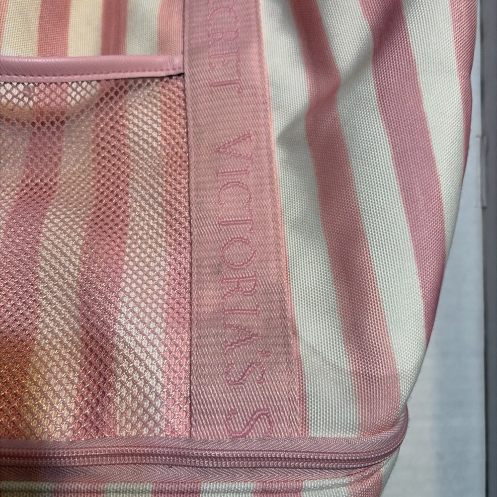 Victoria's Secret Pink & White Striped Canvas Lunch Tote - Picture 2 of 5